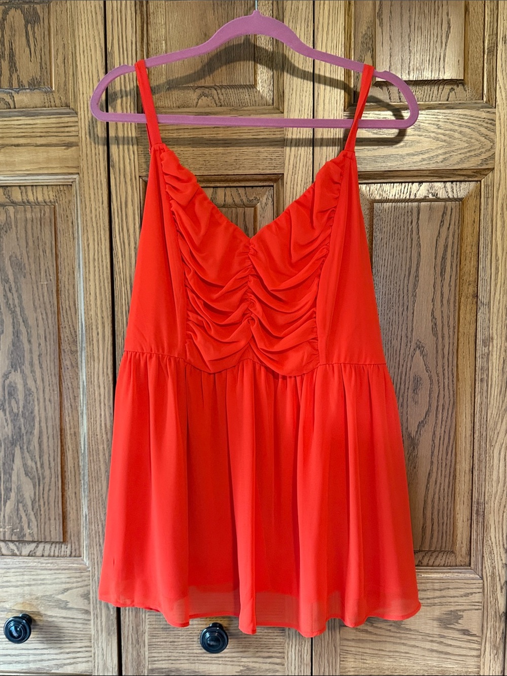 torrid Bright Orange Ruched V-Neck Spaghetti Strap Camisole